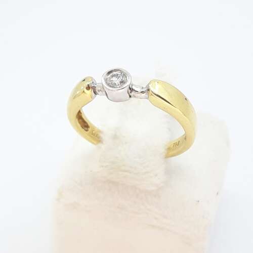 Handcrafted Ring Bicolor With Zircon 18 cts