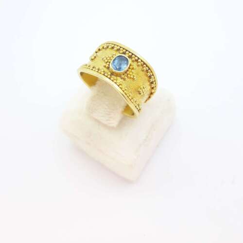 Handcrafted Byzantine Ring With Topaz