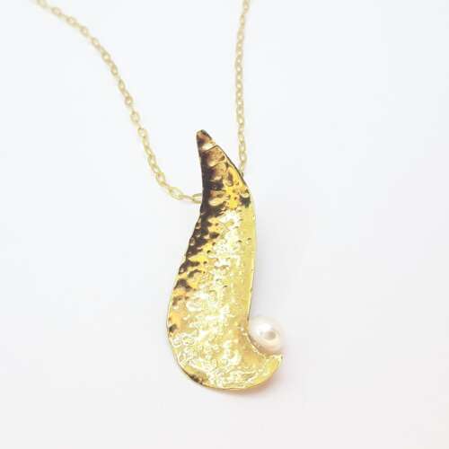 Handcrafted Pendant With Pearl 14cts